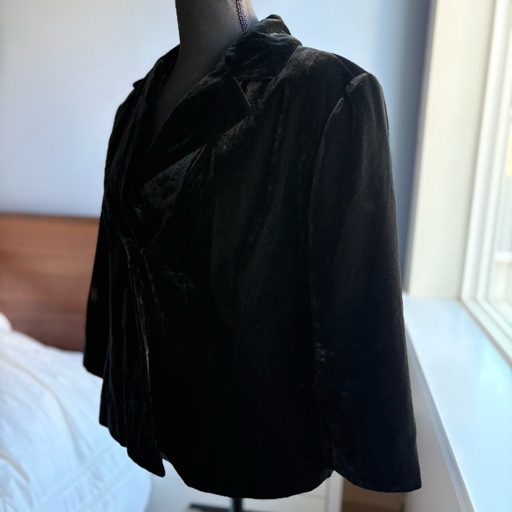 Nicole by Nicole Miller Vintage 3/4 Sleeve Black Velvet 1-Button Blazer Holiday - Picture 7 of 16